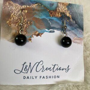 Black beads with silver earings only